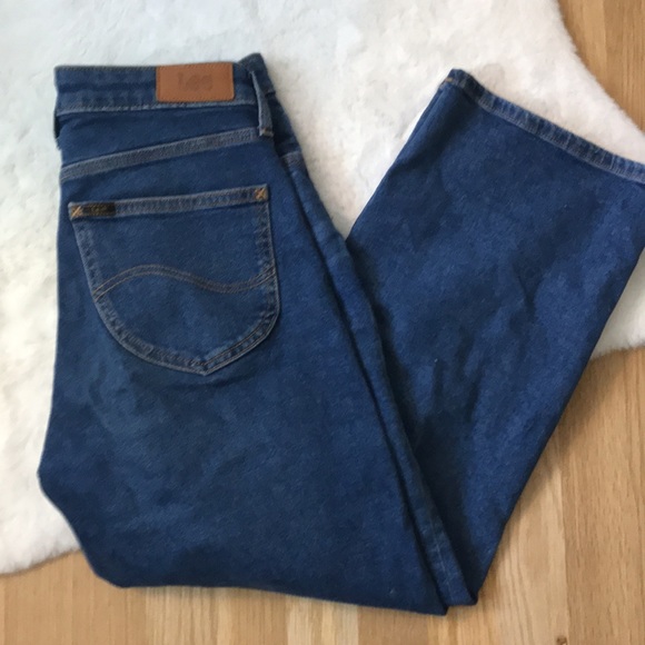 High waisted wide leg lee jeans. Dark blue. - Picture 2 of 3